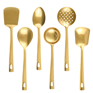 Juego de Utensilios de Cocina de Lujo con Acabado Dorado, Cuchara para Servir, Cuchara Perforada, Espátula y Accesorios de Cocina para el Hogar - Product Image 2
