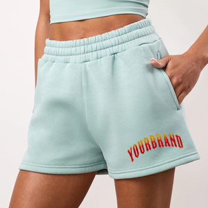 Wholesale Custom Logo Button Quick Dry Breathable Women's High Waist 100% Cotton Fleece Stylish Active Wear Shorts High Quality - Product Image 4