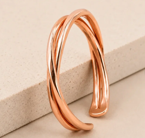 Bracelet manchette élégant en cuivre à design artistique superposé pour le bien-être – Cadeau promotionnel original au design exquis - Product Image 3