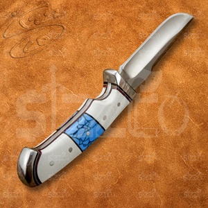 Cuchillo EDC OEM de 9 pulgadas de largo total, hecho a mano, con mango de piedras preciosas, acero D2, hoja de punta caída de espiga completa, para caza, camping y uso general, ideal como regalo. - Product Image 3