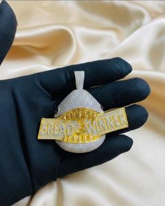 จี้รูปฉลามฮิปฮอป Bread Winner ชุบทอง 18K เงินแท้ 925 จี้ฮิปฮอปประดับเพชรสองสี - Product Image 3