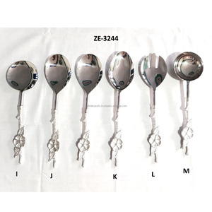 Juego de cubiertos con mango de bambú rústico, utensilios ecológicos de 16 piezas, cubiertos con patrón floral hechos por Zahid Exports en India - Product Image 1