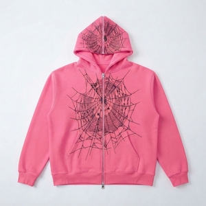 Sudadera con capucha y cremallera para hombre, color blanco, con estampado de telaraña, informal, de algodón tejido, corte regular, estilo bapehoodie, para otoño - Product Image 6