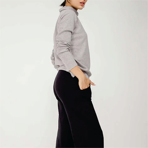 T-shirt décontracté d'été à col roulé pour femme, manches longues, 100 % coton biologique, respirant, écologique, séchage rapide, non tissé - Product Image 6