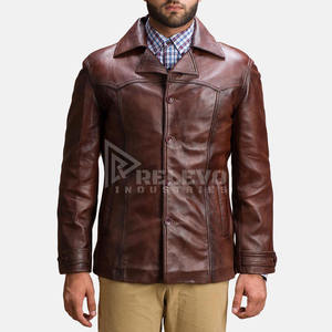 เสื้อแจ็คเก็ตหนังแท้ผู้ชายแบบมีโลโก้สั่งทำได้ ขายส่งเสื้อแจ็คเก็ตนักขี่มอเตอร์ไซค์หนังวัวแท้ทรงเข้ารูปสีดำ รับผลิตแบบ OEM - Product Image 1