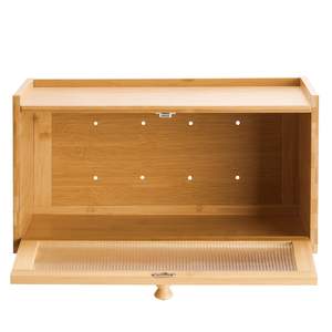 Boîte à pain en bambou de grande capacité avec panneau de porte ondulé en acrylique, boîte à pain en bois de style campagnard, organisateur de cuisine, rangement pour pain - Product Image 1