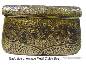 Bolso de mano vintage de metal tallado a mano con cierre de solapa de Lowellcraft.com, elegante - Product Image 5