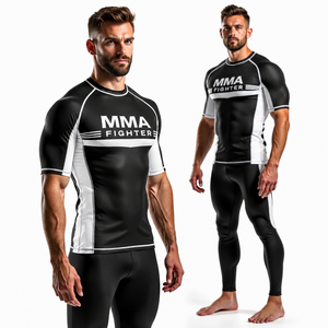 Rashguard personnalisé à compression extensible, respirant, séchage rapide, manches courtes, idéal pour le MMA et le grappling, design sublimé - Product Image 1