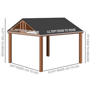 11FT X 12FT Hardtop Gazebo with Elegant Design Waterproof Asphalt <b>Roof</b> Wooden Frame Permanent Pavilion <b>Canopy</b> for Garden Decor - Product Image 2