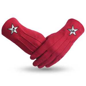 Gants rouges en coton longueur poignet avec emblème étoile imprimé par transfert thermique, style uni, pour l'hiver, chaleur et usage quotidien - Product Image 1
