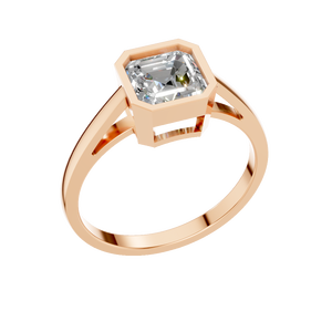 Anillo de Compromiso Clásico para Mujer, Diseño Personalizado, Tendencia de Moda, Hecho a Mano, con Moissanita Corte Esmeralda, Engaste de Garras, Bañado en Rodio, Plata 925 - Product Image 1