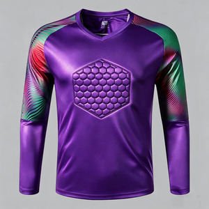Men Black <b>padded</b> goalkeeper jersey Elastic Waist Moisture Wicking Breathable Quick Dry Tight Fit All Seasons <b>padded</b> goalkeeper - Product Image 1