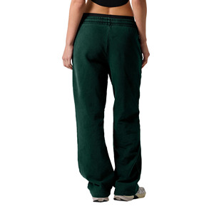 Women's Green Fleece Wide Leg Sweatpants Mid Waist Drawstring Casual Loose Fit Full Length Solid Color Cotton Pants Autumn Style - Product Image 3