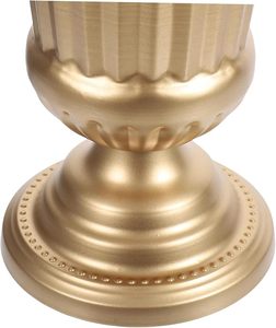 Urna de Metal Dorado Satinado de Lujo, Florero con Pedestal Acanalado y Base con Cuentas, Elegante Centro de Mesa para Decoración de Bodas y Hoteles - Product Image 2