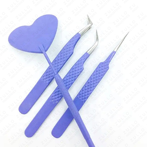 Pinces à extensions de cils en acier inoxydable de qualité supérieure avec poignée à prise diamantée, personnalisables pour une précision accrue - Product Image 3