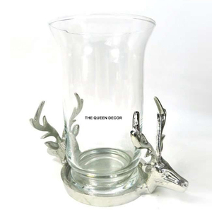 Set Of 2 Greatest Quality Aluminum Metal <b>Leaf</b> Designing Gold Plated and Clear Glass T <b>Light</b> Candle Holder Stylish Decorative - Product Image 4