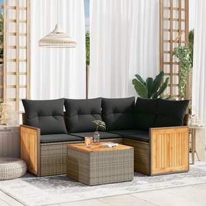 Conjunto de Sofás Modulares Medianos de Ratán PE Gris para Jardín - Product Image 1