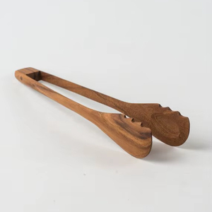 Vente directe usine : Pince à pain pliable personnalisée en bambou de 7 po/18,5 cm avec spatule-pince en bambou pour salade et pain - Product Image 1