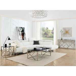 55\" Modern Gold <b>Sofa</b> <b>Table</b> with Sturdy Metal Frame & <b>Black</b> Tempered Glass Top Console <b>Tables</b> for Living Room Entryway - Product Image 2