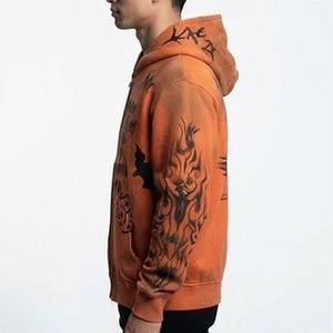 Sudadera con Capucha y Cremallera para Hombre, Color Naranja, con Logotipo Personalizado, de Alta Calidad, con Estampado Gráfico, Informal, de Forro Polar, para Otoño - Product Image 4