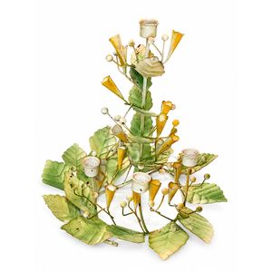 Premium Decorative Iron Candle Holder with Handmade Floral Leaf Design Vintage Metal <b>Candelabra</b> Centerpiece for Wedding Decor - Product Image 1