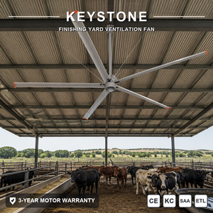 Keystone HVLS Livestock Ceiling Ventilator Wide Air Coverage Improve Air Quality Remove Ammonia Inside Cattle Finishing - Product Image 1