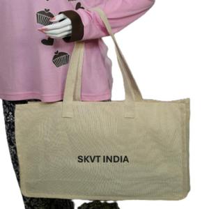 Wholesale Recyclable Large Organic Cotton Canvas Tote Bag Reusable Shopping Zipper Customizable Logo Silk Screen Printed Daily - Product Image 2