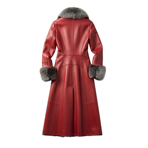 Trendy Women Long Winter Coat Elegant Warm Breathable Knitted Leather Overcoat Fashion Trench Outerwear Stylish - Product Image 2