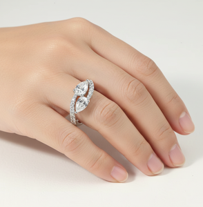 Anillo de lujo con diamante de laboratorio de 1.5 quilates, plata de ley 925, oro de 14K/18K, anillo Toi Et Moi, anillo de compromiso, anillo de propuesta de matrimonio - Product Image 5