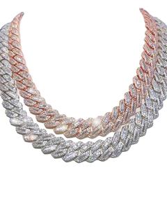 Cadena de Oro Estilo Hip Hop con Diamantes de Imitación y Moissanita, Tipo Cubana, para Compromiso, Boda, Certificación IGI, Venta al Por Mayor - Product Image 1