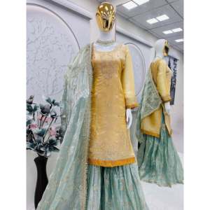 Women's <b>Party</b> Wear Embroidery <b>Sequins</b> Work Suit Set - Product Image 1