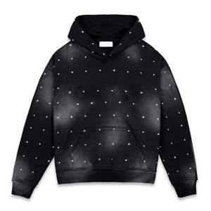DISCOVER-IMPEX MAX WORLD ENTERPRISES เสื้อกันหนาวแบบมีฮู้ดสำหรับฤดูหนาว สีดำ ผ้าฝ้าย 100% ทรงปกติ ตกแต่งด้วยคริสตัล ซักแบบสเปรย์ ซับในอย่างดี แห้งเร็ว - Product Image 2