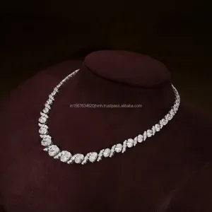 White Gold Oval Cut Diamond Necklace with Round Brilliant Accent <b>Stone</b> Modern Minimal Pendant Luxury Anniversary Gift for Her - Product Image 3