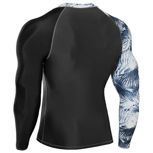 T-shirt de compression athlétique à manches longues pour homme, protection UV, séchage rapide, imprimé graphique, fournisseur en gros - Product Image 4