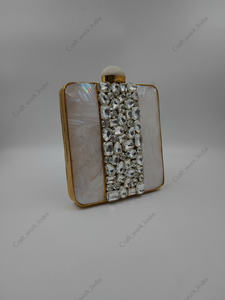 Bolso de Mano Artesanal de Madreperla con Adornos de Cristal, Bolso de Lujo para Fiestas, Eventos y Bodas para Mujer - Product Image 2