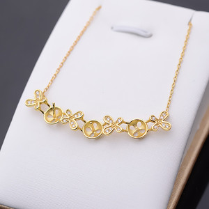 Collier pendentif en argent S925 avec ensemble de 8-9 plaques à perles, chaîne de clavicule et support de perles DIY vide 290 pour accessoires de mode perlés - Product Image 3