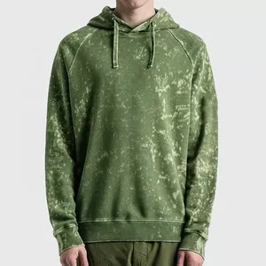 Sudadera con Capucha para Hombre, Verde Tie-Dye, Manga Raglán, Informal, de Algodón French Terry, Corte Regular, para Otoño - Product Image 4