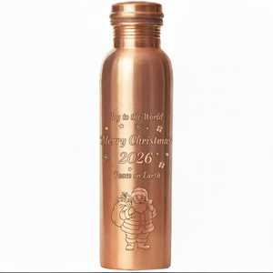 Elegante botella de cobre navideña con deseos de Papá Noel y Año Nuevo, logotipo personalizado - Product Image 5
