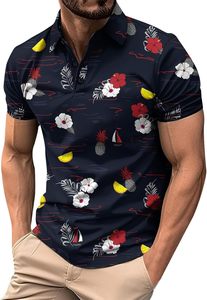 Chemise à manches courtes classique à motif floral, coupe ajustée, pour un usage quotidien, couleur unie, tissu jersey respirant en coton et polyester de qualité supérieure, toucher doux - Product Image 3