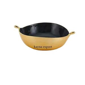 Bols décoratifs en métal jetables les plus vendus or noir émail fini pour la décoration de table pièce maîtresse dans la salle à manger - Product Image 1