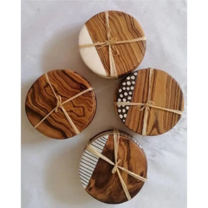 Premium Wooden Beverage Coaster Round Wood <b>Cup</b> <b>Mat</b> for Dining Table and Restaurant Use - Product Image 1