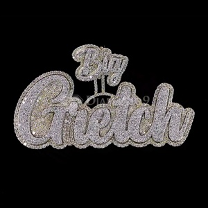 10K <b>Solid</b> <b>Gold</b> Big Greth <b>Pendant</b> Lab Grown Diamond Iced Out Hip Hop Custom Name Necklace Charm - Product Image 1