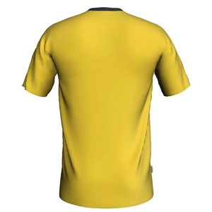 T-shirt sportif à manches courtes pour homme, col rond, coupe ajustée, vert/jaune, color-block, séchage rapide, tricoté en Spandex/Polyester/Coton - Product Image 2