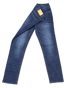 Men's Custom Washed 100% Pure Denim <b>Jeans</b> <b>Slim</b> Fit Straight-Leg Retro Pants for Parties Street Trend Waterproof Spring Style - Product Image 1