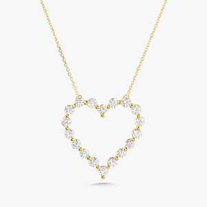 Heart Shape Pendants 14K 18K Solid Gold Round Cut Lab Diamond Lobster Clasp Modern Luxury Prong Set <b>Statement</b> Layering <b>Necklaces</b> - Product Image 1