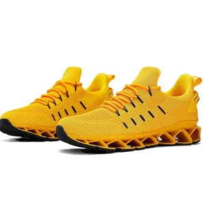 Calzado Deportivo Personalizado para Correr, Botas con Amortiguación, Zapatillas para Trotar, Entrenamiento, Gimnasio, Color Amarillo, Cordones, Zapatillas de Moda - Product Image 1