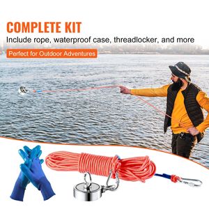 Kit de Pesca Magnética de Doble Cara con Imán de Neodimio de 2.95 Pulgadas de Diámetro y 1200 Libras de Fuerza, Cuerda de 65 Pies, Imanes de Elevación Resistentes para Pesca de Alta Resistencia - Product Image 3