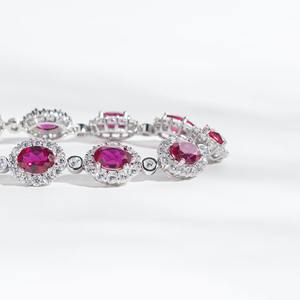 Pulsera de Moissanita Rosa con Corte Ovalado y Piedras Engastadas para Regalo de Compromiso para Mujer, Joyería de Plata 925 de Fabricante - Product Image 3