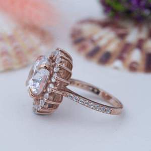 <b>Emerald</b> Cut Green Moissanite <b>Ring</b> 925 <b>Silver</b> Plated Rose Gold Tone Engagement Band Unisex Jewelry Gift women classic style gift - Product Image 2
