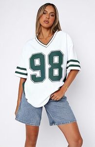 เสื้อเจอร์ซีย์ซับลิเมชั่นสีขาวน้ำเงิน ยูนิเซ็กส์ แขนสั้น คอวี ผ้าตาข่ายระบายอากาศ ชุดอเมริกันฟุตบอล เบอร์ 54 ทรงปกติ - Product Image 2